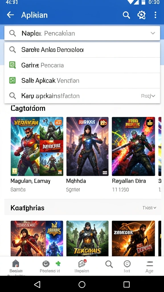 Screenshot menunjukkan sebagian dari koleksi tema permainan yang tersedia.