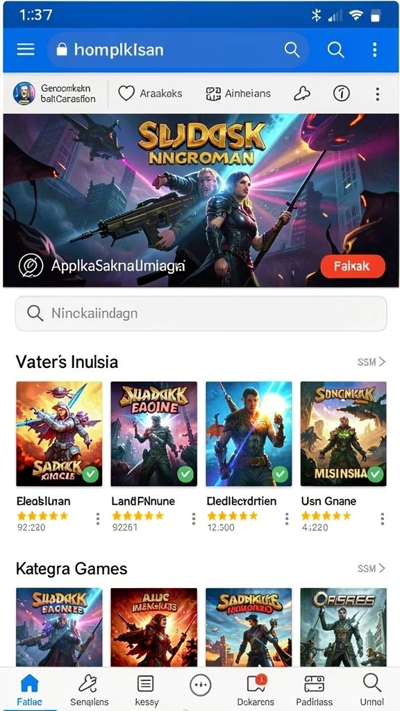 Ilustrasi dunia maya yang menakjubkan dalam game.